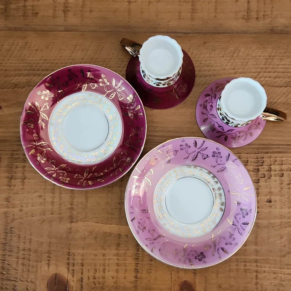 Vintage demitasse lusterware tea & saucer set - Picture 5 of 8